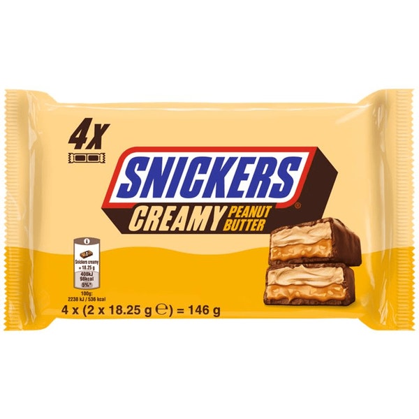 SNICKERS Multipack Duo Creamy Peanut Butter 4x(2x18,25g)